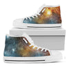 Blue Orange Stardust Galaxy Space Print White High Top Sneakers