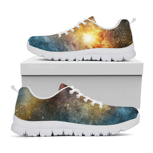 Blue Orange Stardust Galaxy Space Print White Running Shoes