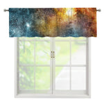Blue Orange Stardust Galaxy Space Print Window Valance