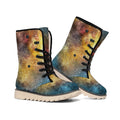Blue Orange Stardust Galaxy Space Print Winter Boots