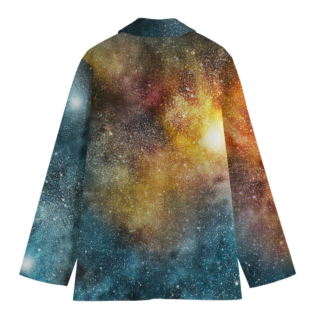 Blue Orange Stardust Galaxy Space Print Women's Blazer