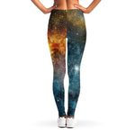 Blue Orange Stardust Galaxy Space Print Women's Leggings