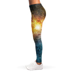 Blue Orange Stardust Galaxy Space Print Women's Leggings