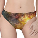 Blue Orange Stardust Galaxy Space Print Women's Thong