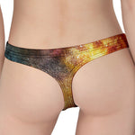 Blue Orange Stardust Galaxy Space Print Women's Thong