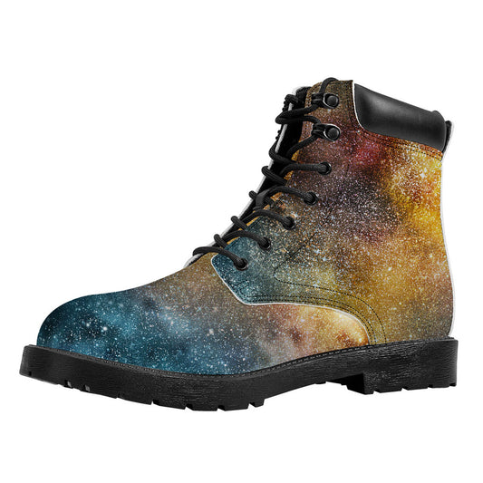 Blue Orange Stardust Galaxy Space Print Work Boots