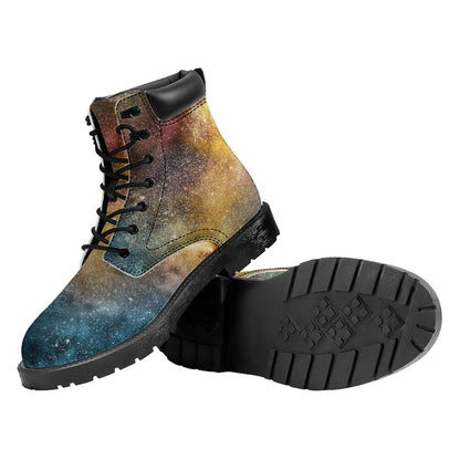 Blue Orange Stardust Galaxy Space Print Work Boots