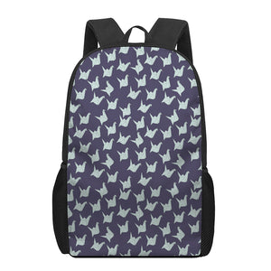 Blue Origami Crane Pattern Print 17 Inch Backpack