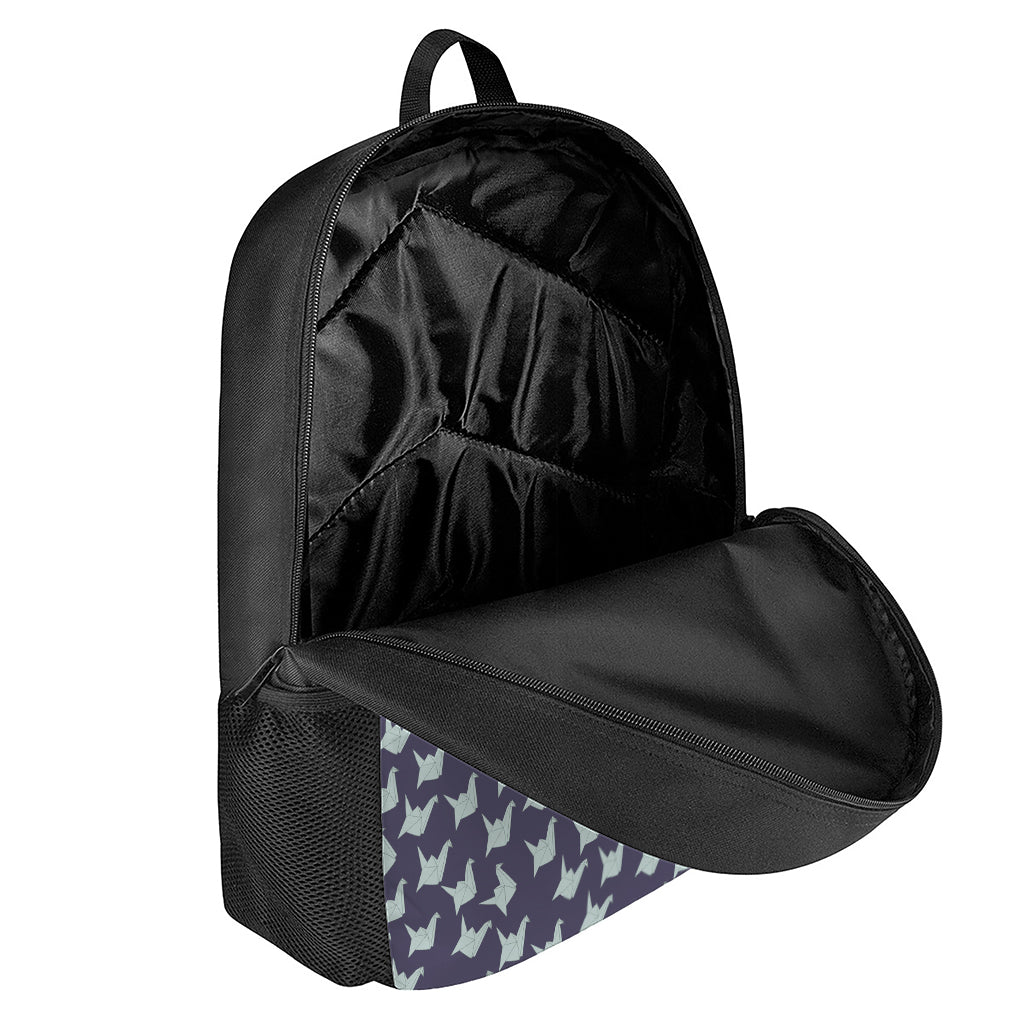 Blue Origami Crane Pattern Print 17 Inch Backpack