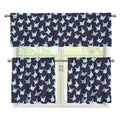 Blue Origami Crane Pattern Print 3 Piece Kitchen Curtains