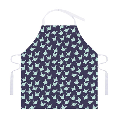 Blue Origami Crane Pattern Print Adjustable Apron