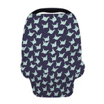 Blue Origami Crane Pattern Print Baby Seat Cover