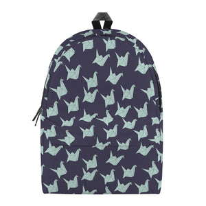 Blue Origami Crane Pattern Print Backpack