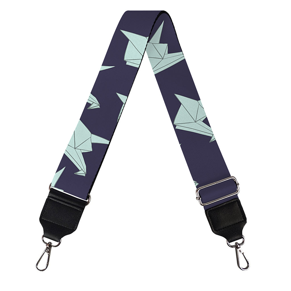 Blue Origami Crane Pattern Print Bag Strap