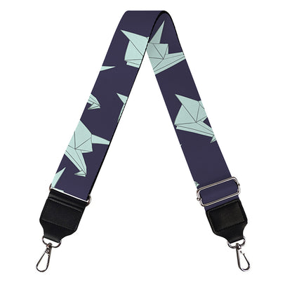Blue Origami Crane Pattern Print Bag Strap