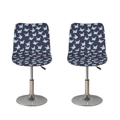 Blue Origami Crane Pattern Print Bar Stool Covers