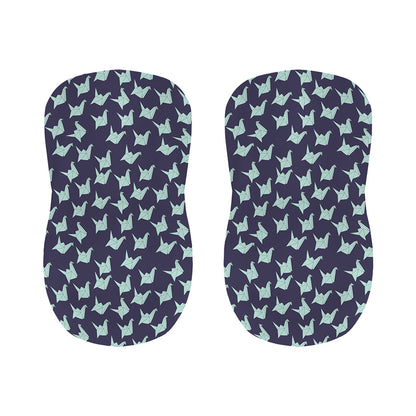 Blue Origami Crane Pattern Print Bar Stool Covers