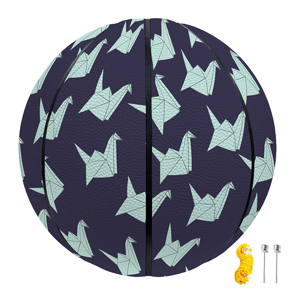 Blue Origami Crane Pattern Print Basketball