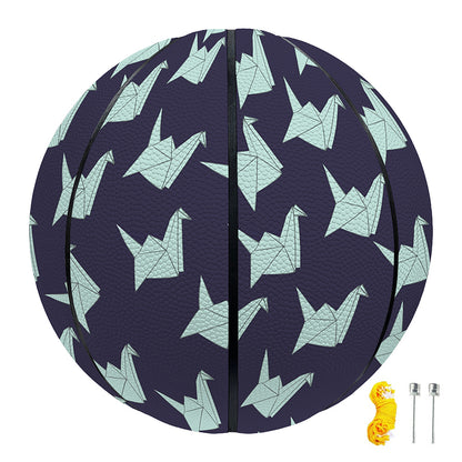 Blue Origami Crane Pattern Print Basketball