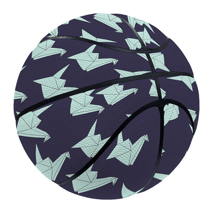 Blue Origami Crane Pattern Print Basketball