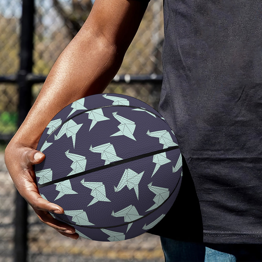 Blue Origami Crane Pattern Print Basketball