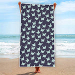 Blue Origami Crane Pattern Print Beach Towel