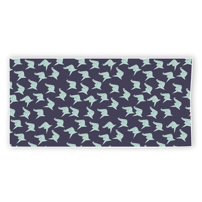 Blue Origami Crane Pattern Print Beach Towel