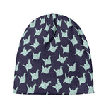 Blue Origami Crane Pattern Print Beanie