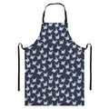 Blue Origami Crane Pattern Print Bib Apron With Pocket