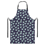 Blue Origami Crane Pattern Print Bib Apron With Pocket