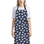 Blue Origami Crane Pattern Print Bib Apron With Pocket