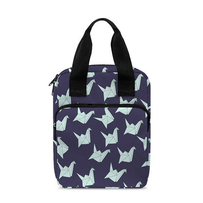 Blue Origami Crane Pattern Print Bible Tote Bag