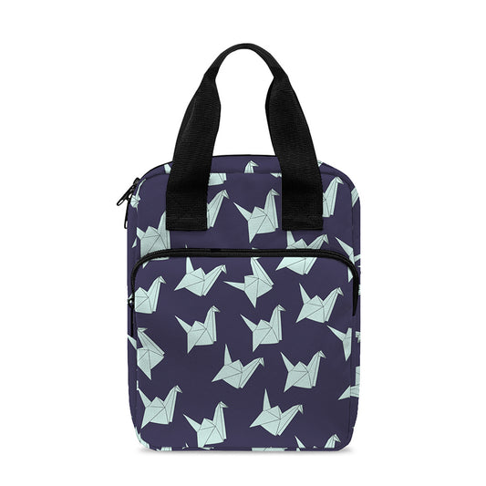 Blue Origami Crane Pattern Print Bible Tote Bag