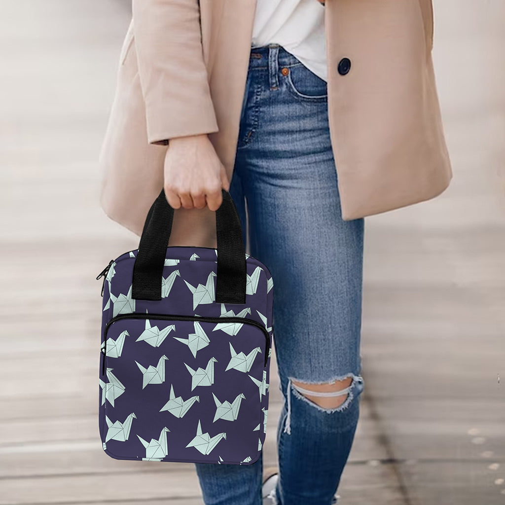 Blue Origami Crane Pattern Print Bible Tote Bag