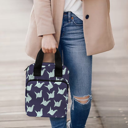 Blue Origami Crane Pattern Print Bible Tote Bag