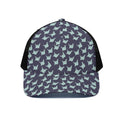 Blue Origami Crane Pattern Print Black Mesh Trucker Hat