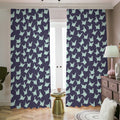 Blue Origami Crane Pattern Print Dimout Pencil Pleat Curtains