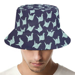 Blue Origami Crane Pattern Print Bucket Hat