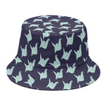 Blue Origami Crane Pattern Print Bucket Hat