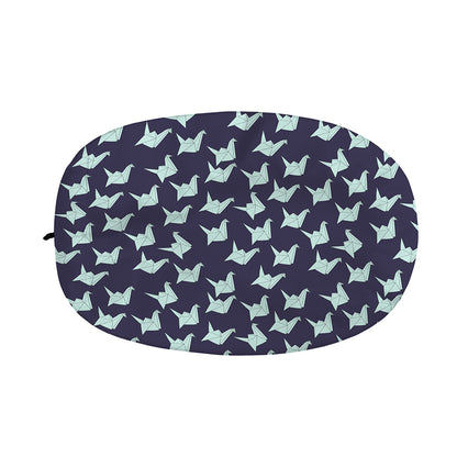 Blue Origami Crane Pattern Print Car Side Mirror Covers