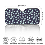 Blue Origami Crane Pattern Print Car Windshield Sun Shade