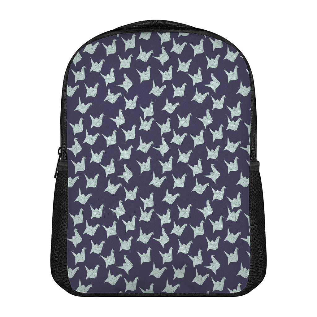 Blue Origami Crane Pattern Print Casual Backpack