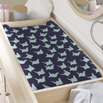Blue Origami Crane Pattern Print Changing Pad Cover