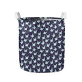 Blue Origami Crane Pattern Print Collapsible Laundry Basket