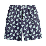 Blue Origami Crane Pattern Print Cotton Shorts