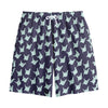 Blue Origami Crane Pattern Print Cotton Shorts