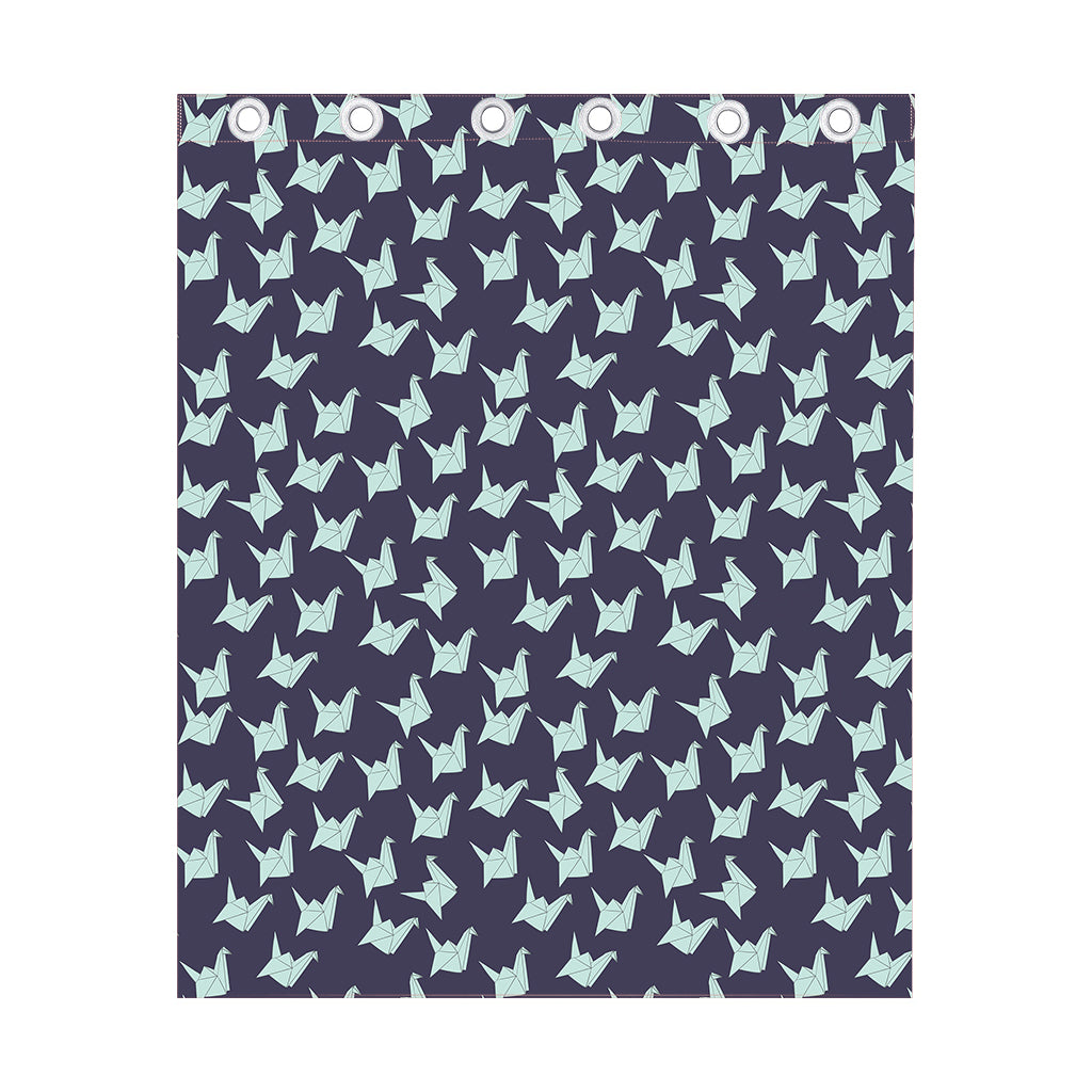 Blue Origami Crane Pattern Print Curtain