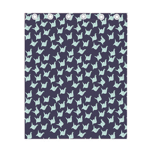 Blue Origami Crane Pattern Print Curtain