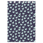 Blue Origami Crane Pattern Print Curtain