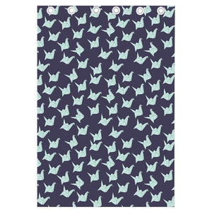 Blue Origami Crane Pattern Print Curtain